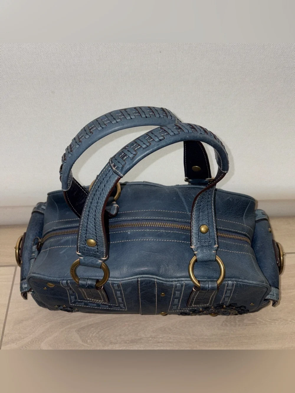 RARE Limited Edition Coach Mia Satchel – Style 10064 – Ink Blue Leather